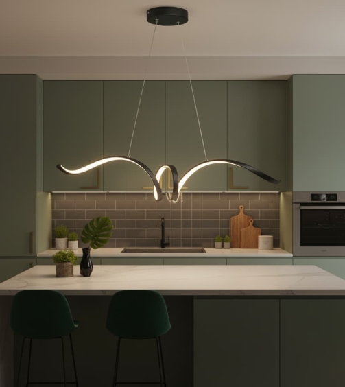 لوستر مدرن سقفی خطی طرح موج دار